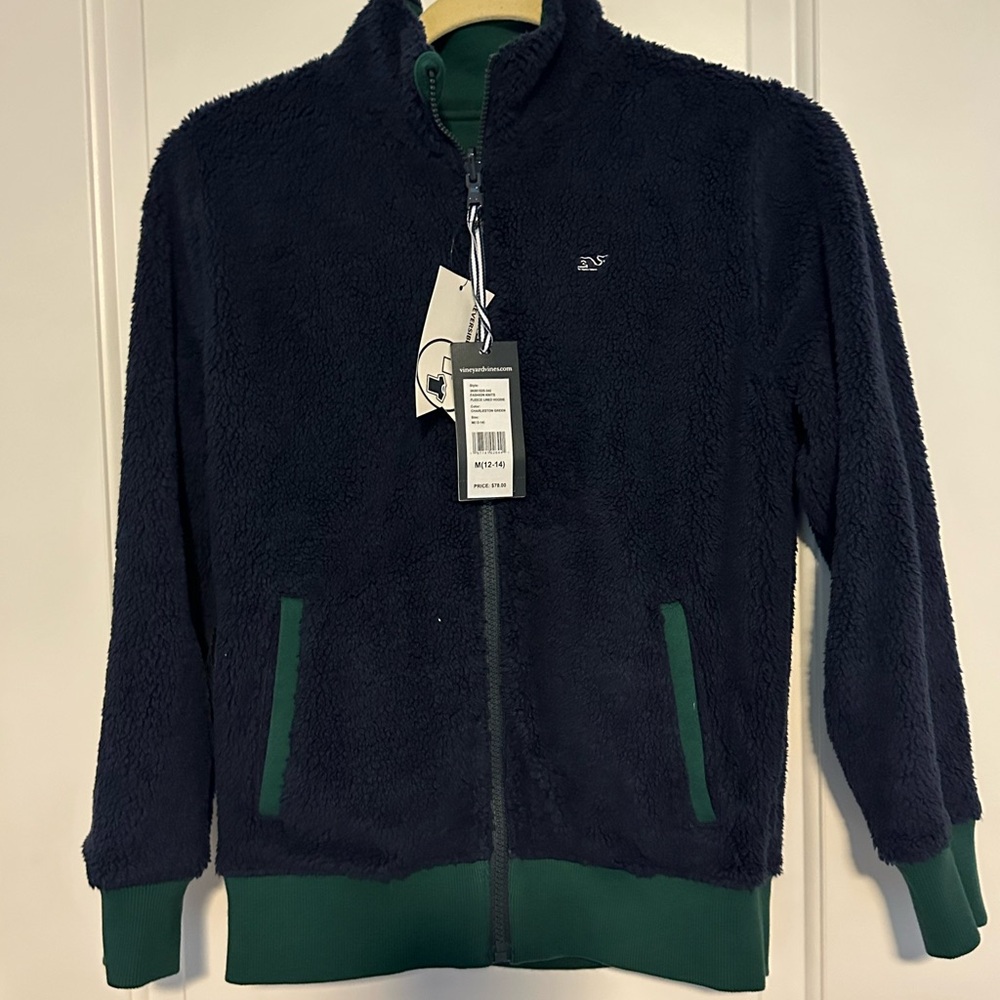 Reversible navy sherpa